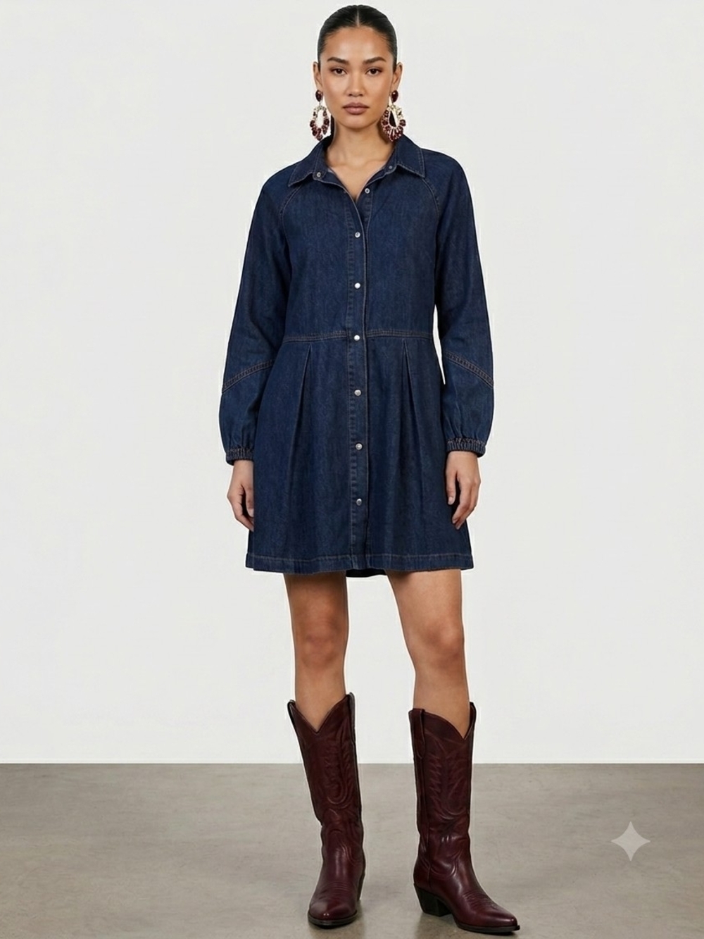 Velvet Heart Dark Blue Denim Shirt Mini Dress